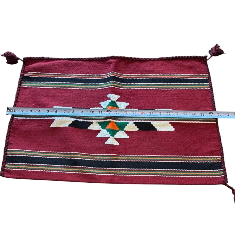 Southwestern Kilim Lumbar Pillow Cover Geometric Tribal Tassel 16x24 Tassels - Picture 7 of 9